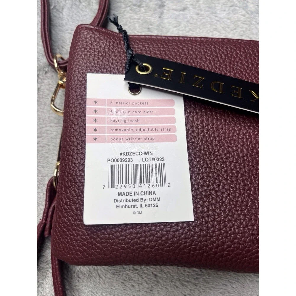 KEDZIE Eclipse Convertible Purse Wallet‎ Crossbody Bag Vegan Leather Brown